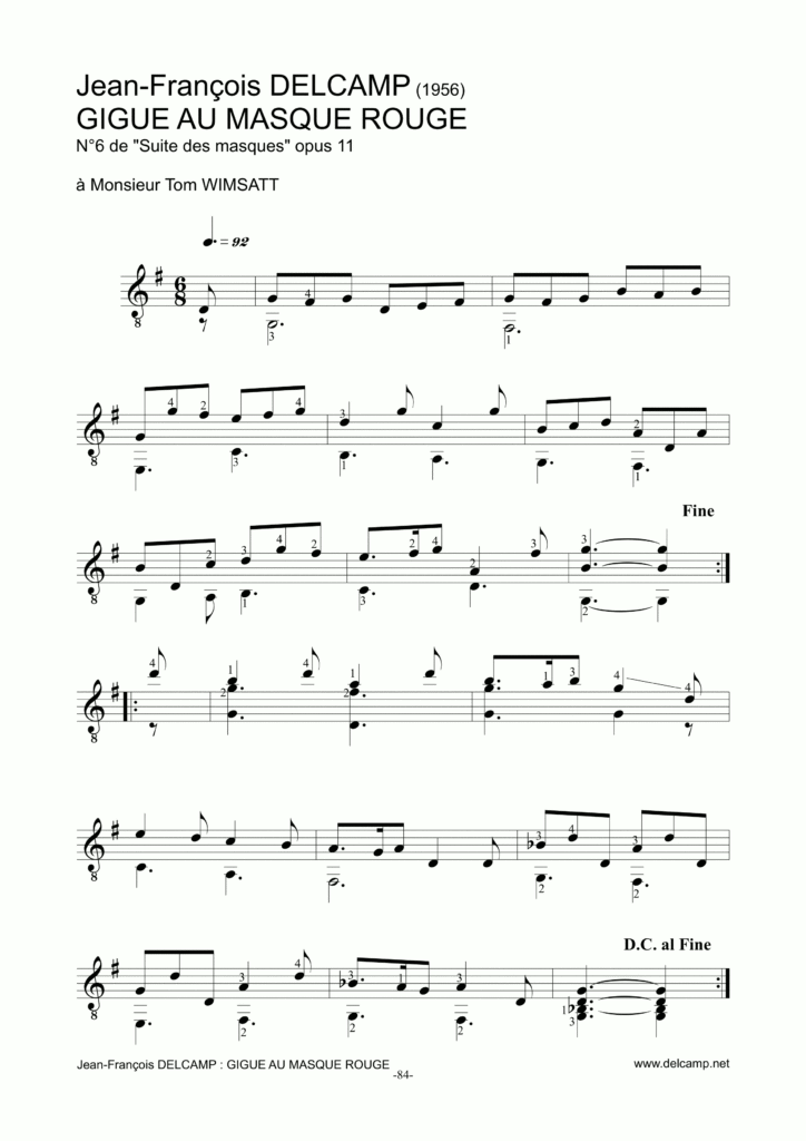 Jean-Francois Delcamp opus 11g - Gigue